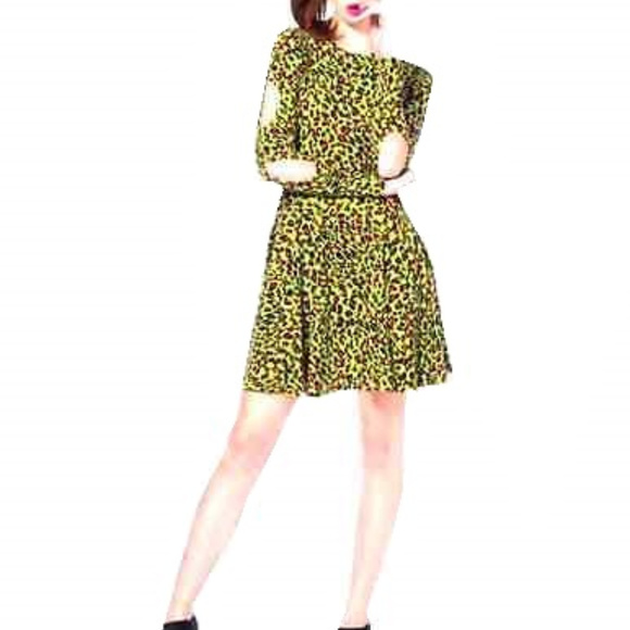 JaWBREAkER LiME LEoPARD DRESS HOLE Sleeve Zip Back - Picture 4 of 6